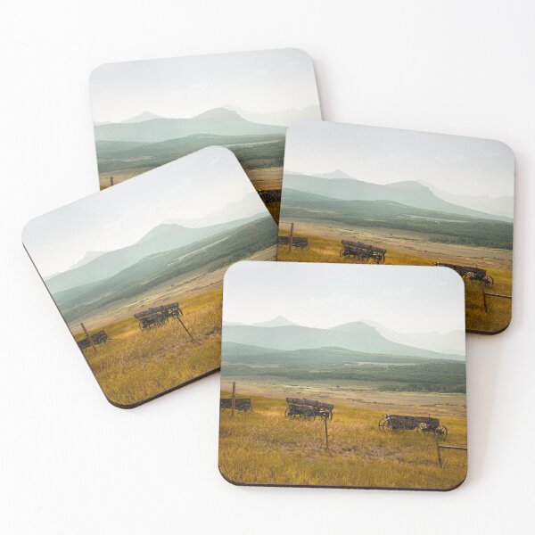 Item preview, Three Rustic Old Wagons near Waterton National Park designed and sold by Karen Granoski.