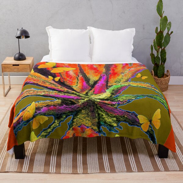 Item preview, RED ART-YELLOW  BUTTERFLIES DESERT AGAVE ABSTRACT  designed and sold by sharlesart.