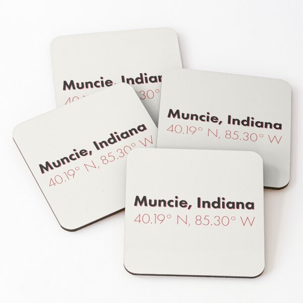 Item preview, Muncie, Indiana Coordinates (in red) designed and sold by Milli Co Studio.