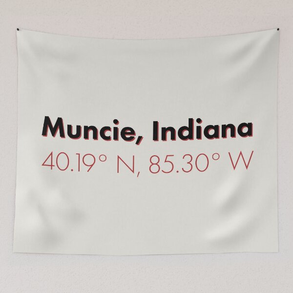 Item preview, Muncie, Indiana Coordinates (in red) designed and sold by Milli Co Studio.