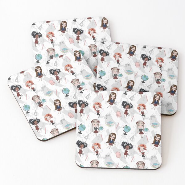 Item preview, School girls design pattern with white background designed and sold by Lalanacliparts.