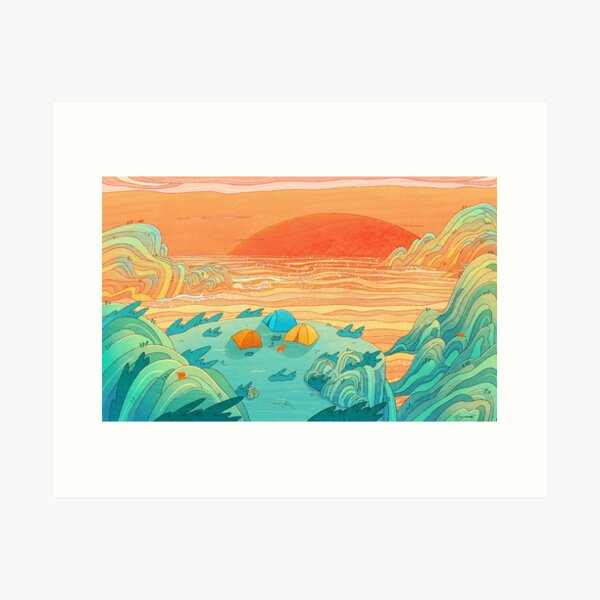 Sunset camping Art Print