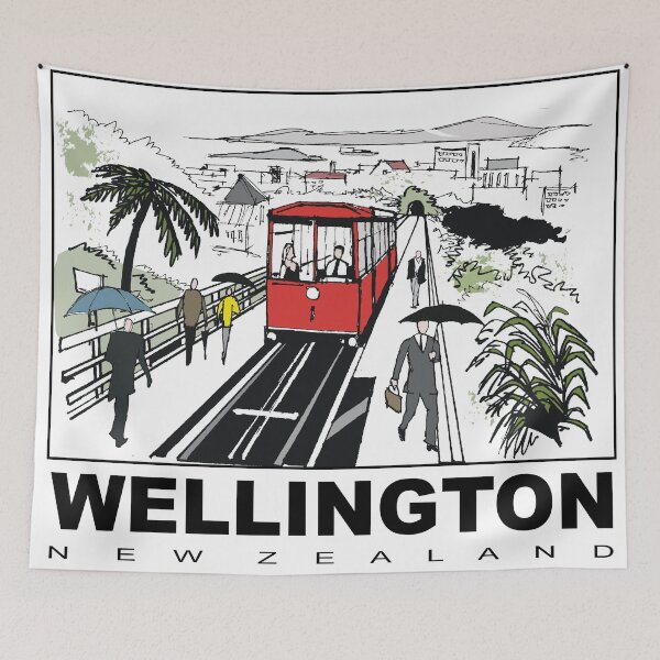 Item preview, Windy Wellington New Zealand sketch designed and sold by Al Benge - NZ & Australian Art.