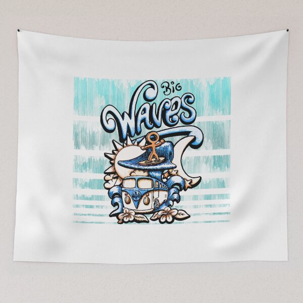Item preview, Big Waves Surf Life Style Illustration Graffiti  designed and sold by Horizon Illustration Motor Company.