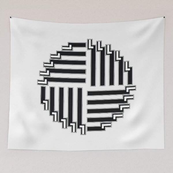 Item preview, Korean Black and White Line Circle Art - Abstract Circle - Modern Geometric Line - Unique Circle Art designed and sold by allpalgo.