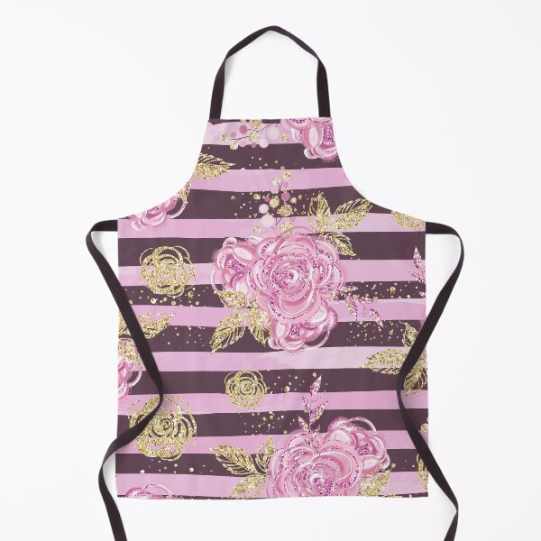 Artikelvorschau, Rosa und goldenes florales gestreiftes Glitzer-Mädchen-Modemuster entworfen und verkauft von Lalanacliparts.