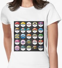 Pokemon Pokeball Black Women's Fitted T-Shirt