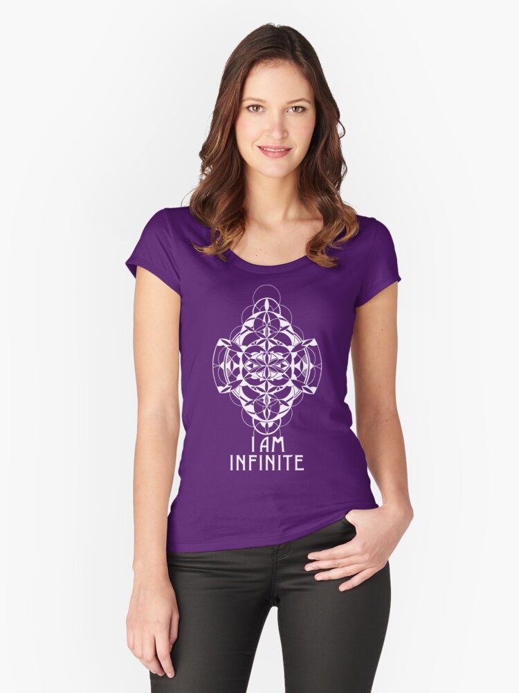 Thumbnail 1 of 3, Fitted Scoop T-Shirt, I AM INFINITE (design in white) designed and sold by EEL84.