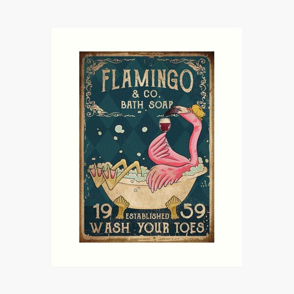Aperçu de l'œuvre Savon de bain Flamingo Co Wahs vos orteils Poster créée et vendue par Eglantine-1.
