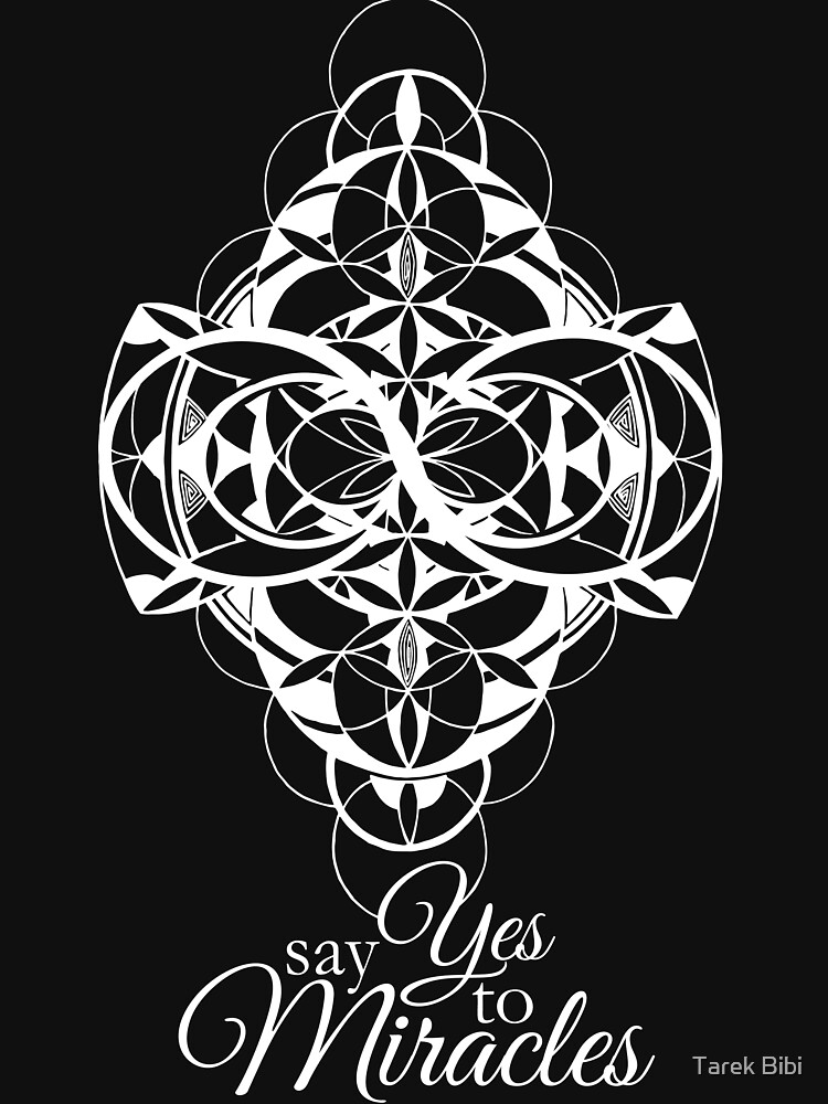 Thumbnail 3 of 3, Fitted V-Neck T-Shirt, Say Yes to Miracles (design in white) designed and sold by EEL84.