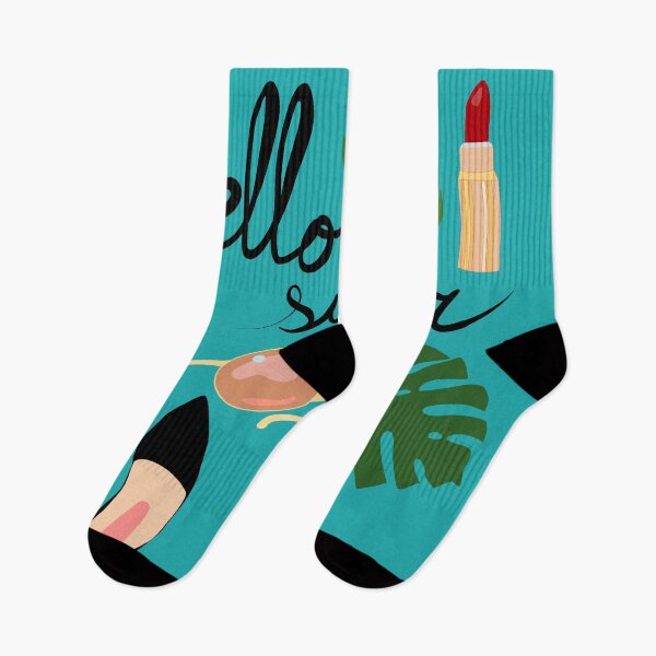 Item preview, Hello Summer fashion print on turquoise designed and sold by orangerinka.