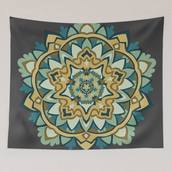 Item preview, Teal and Gold Mandela designed and sold by IdrisRose.