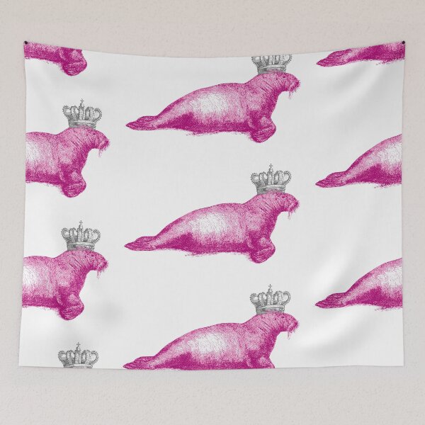 Item preview, pink walrus crown vintage fauna designed and sold by MiraNomegusta.