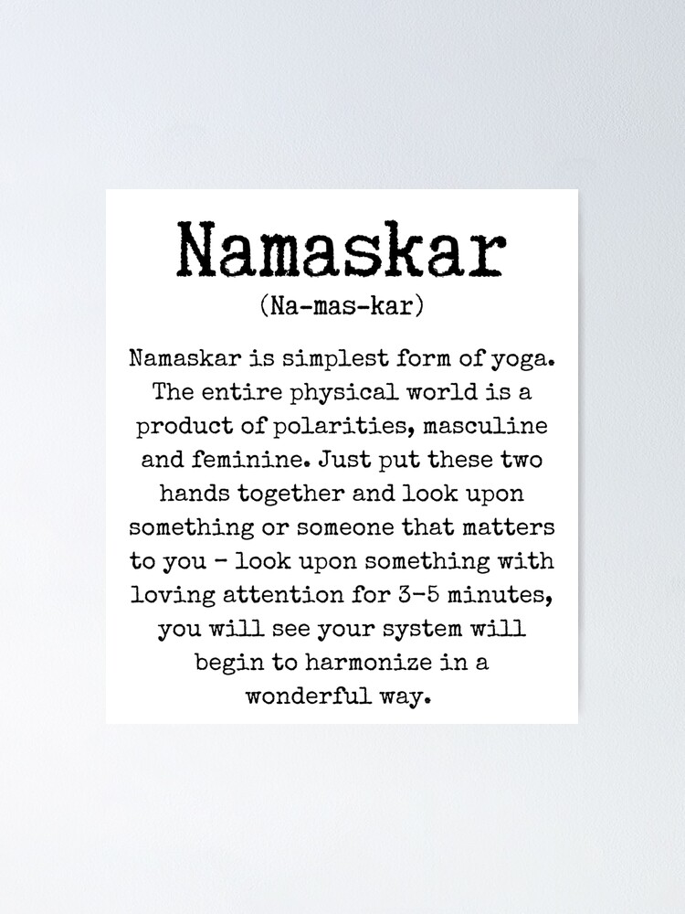 Poster for Sale avec l'œuvre « Texte de yoga Namaskar » de l