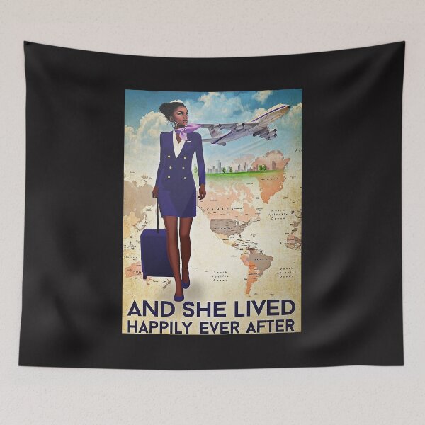 Item preview, Black Girl Navy Style Flight Attendant And She Lived Happily Ever After Poster designed and sold by KatharinaSHoch.