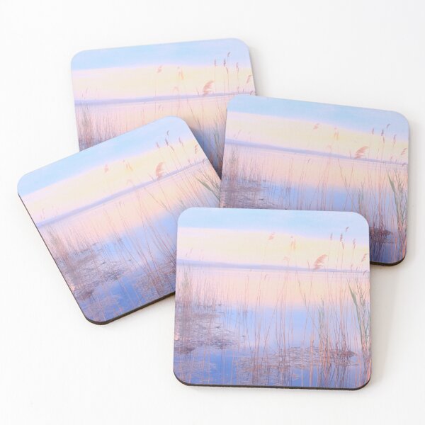 Item preview, Pink and blue sunset sea view with reeds designed and sold by Yulia Sh.