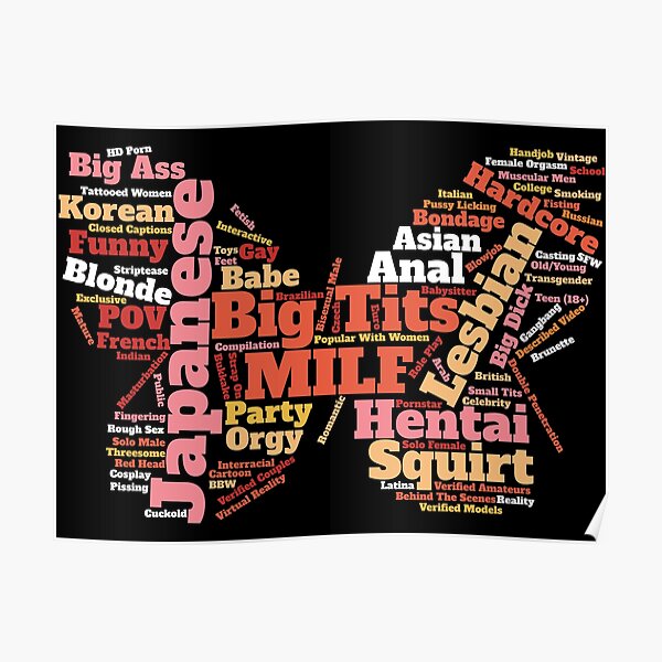 Big Tits Posters - Porn wording print in butterfly shape\