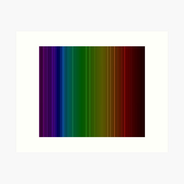 Emission spectrum of oxygen. When an electrical discharge is passed through a substance, its atoms and molecules absorb energy, which is reemitted as EM radiation Art Print