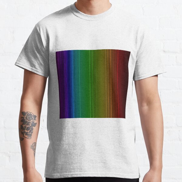 Emission spectrum of oxygen. When an electrical discharge is passed through a substance, its atoms and molecules absorb energy, which is reemitted as EM radiation Classic T-Shirt
