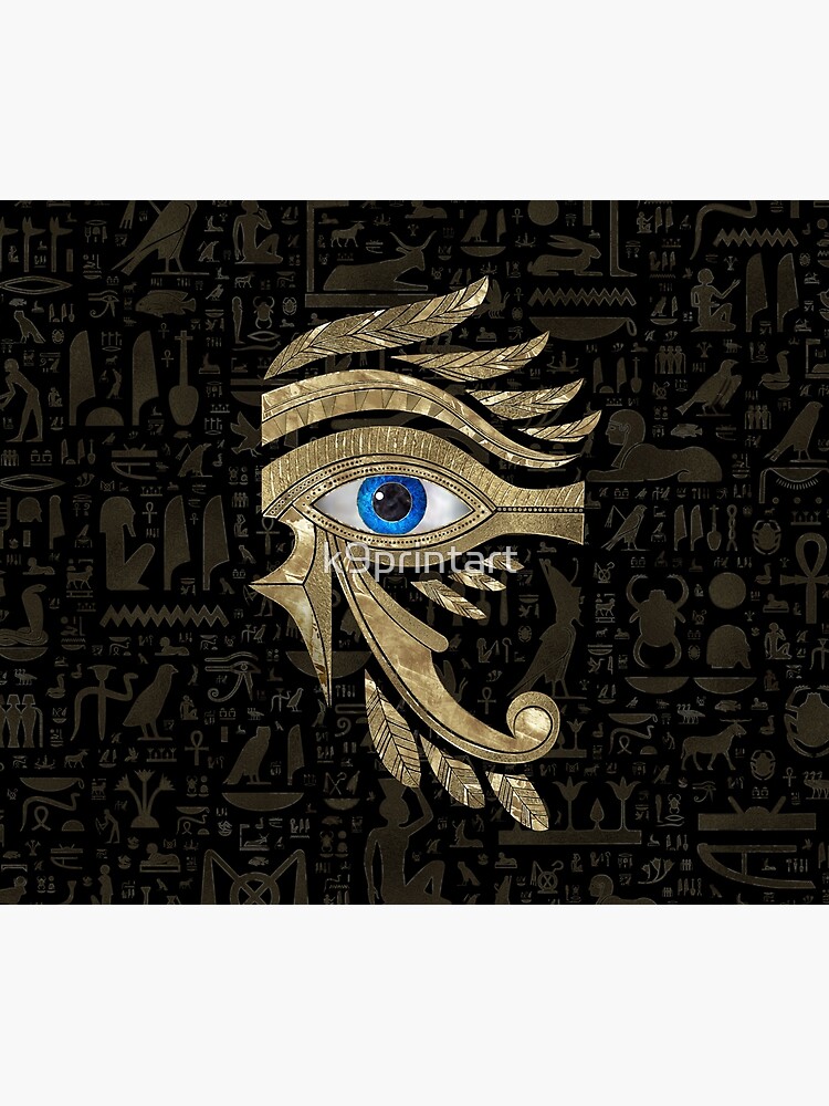 Egyptian Eye of Horus Black and Gold Tapestry