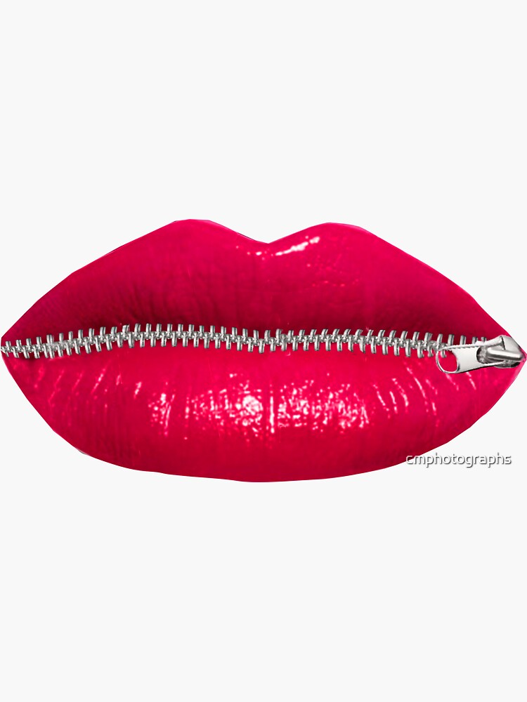 "Lucious red lips with zipper" Sticker for Sale by cmphotographs