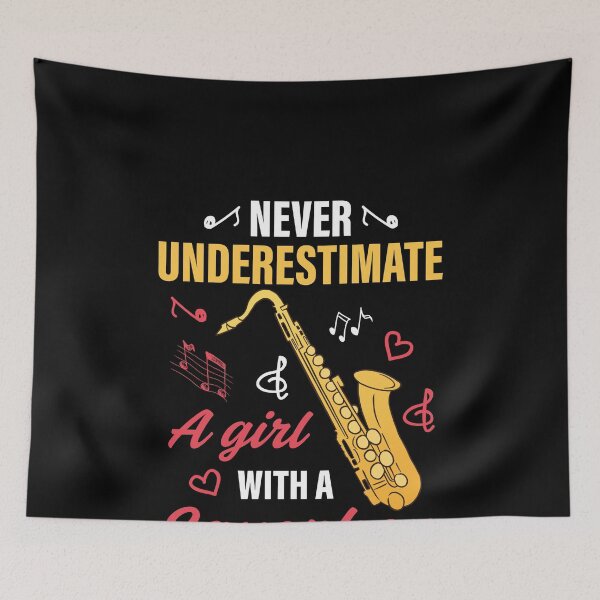 Aperçu de l'œuvre Joueur de saxophone fille saxophoniste créée et vendue par Shirtcaesar.