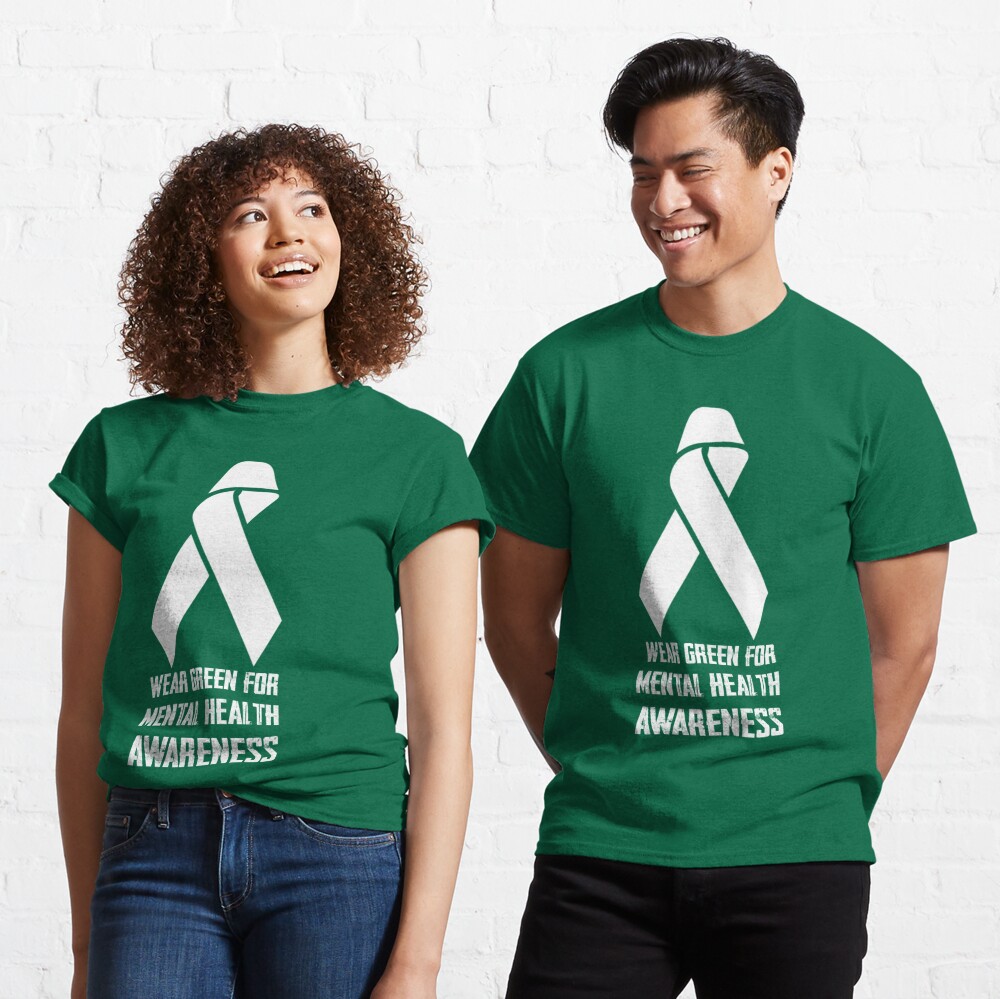 ShirtsBySarah Men's Mental Health Awareness T Shirt Green Shirt I Wear Green Tee Don't Understand Tshirt Brain Gift Mans Unisex Anxiety Depression Black / Small