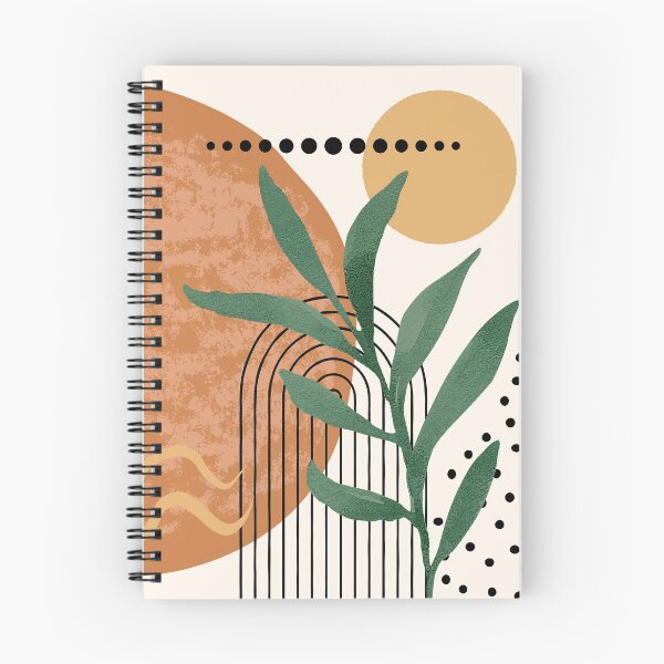 Item preview, Green Minimalist Eucalyptus Twig Branch Abstract Watercolor Tropical Boho geometry Art warm earthy tones pastel colors solid soft gradient shapes arc faded orange sun designed and sold by AbstractTrace.