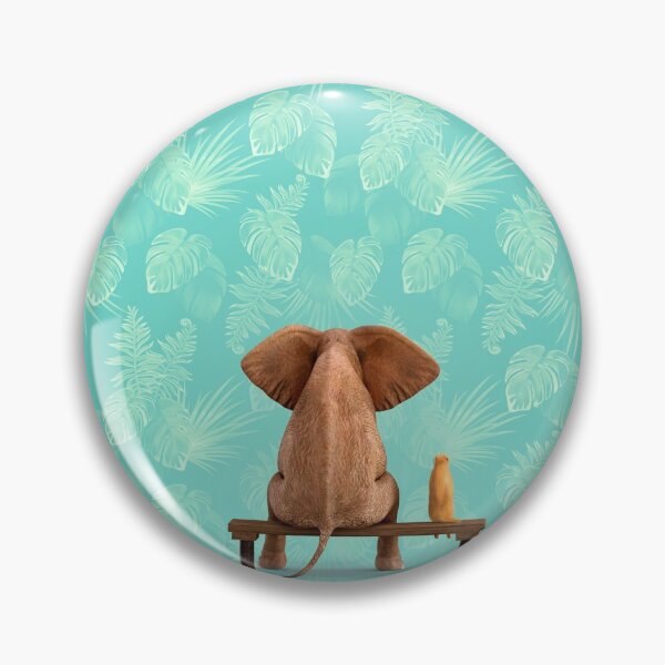Item preview, elephant and dog sit on menthol floral background designed and sold by Mike Kiev art.