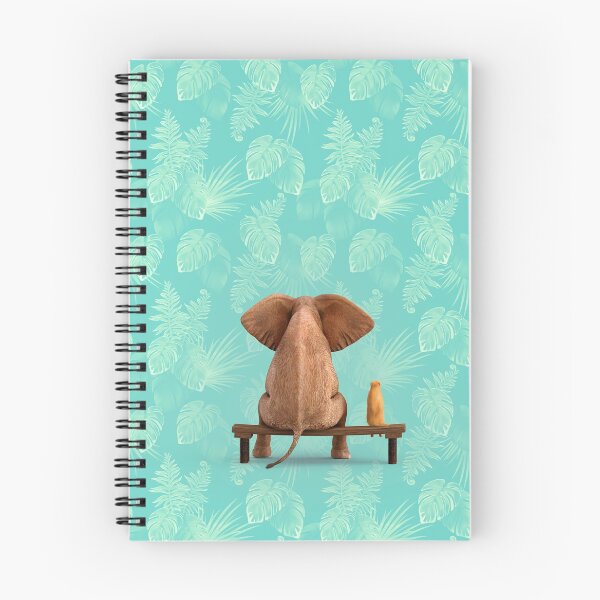 Item preview, elephant and dog sit on menthol floral background designed and sold by Mike Kiev art.