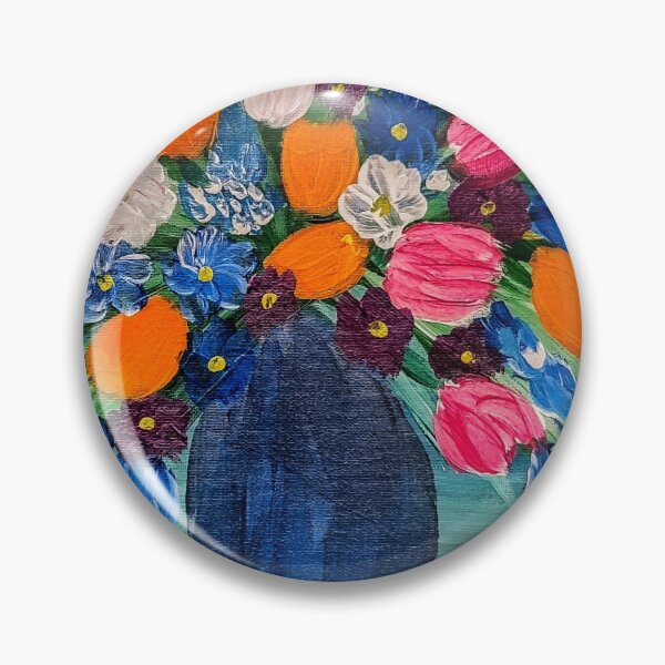 Item preview, Some abstract mixed flowers in a metallic vase  designed and sold by kkartwork.