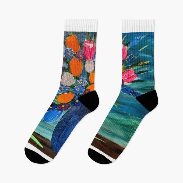 Item preview, Some abstract mixed flowers in a metallic vase  designed and sold by kkartwork.
