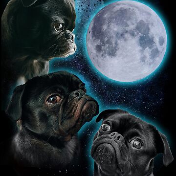 Artwork thumbnail, Three Pugs moon by ursulalopez