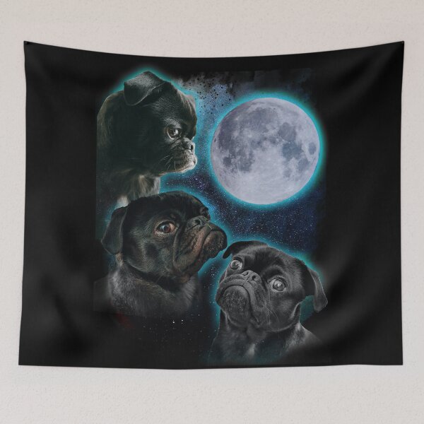 Item preview, Three Pugs moon designed and sold by Ursula Lopez Sorribes.