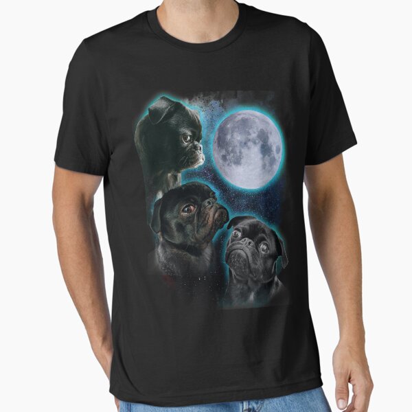 T-shirt Homme Pug Lover - Noir - Coton 100% - Imprimé Graphique Chien Carlin - Gildan
