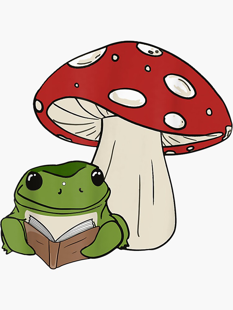 Frog With Mushroom Hat Cute Cottagecore Aesthetic Sticker By Bz6robert Redbubble