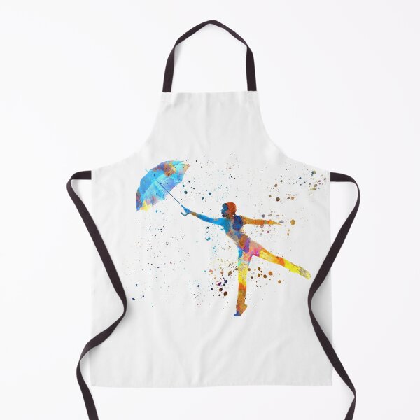 Item preview, happy woman holding umbrella silhouette in watercolor designed and sold by paulrommer.