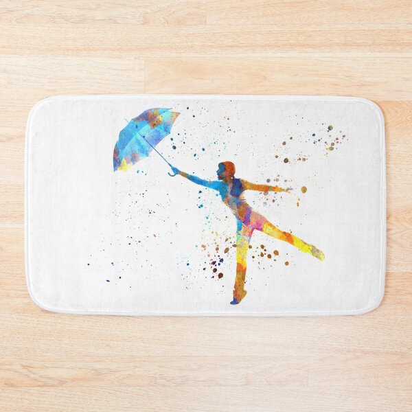 Item preview, happy woman holding umbrella silhouette in watercolor designed and sold by paulrommer.