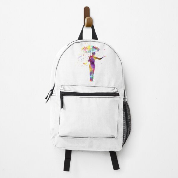 Item preview, happy woman holding umbrella silhouette in watercolor designed and sold by paulrommer.