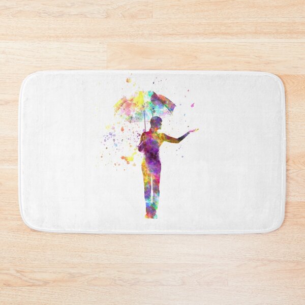 Item preview,  happy woman holding umbrella silhouette in watercolor designed and sold by paulrommer.