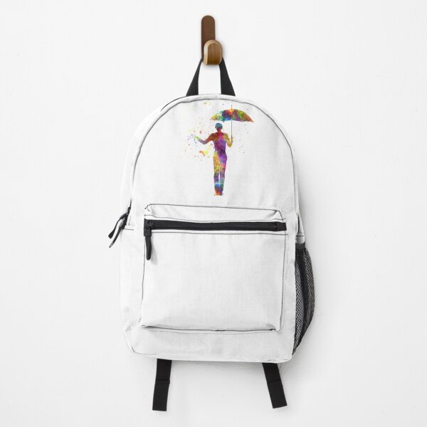 Item preview, happy woman holding umbrella silhouette in watercolor designed and sold by paulrommer.