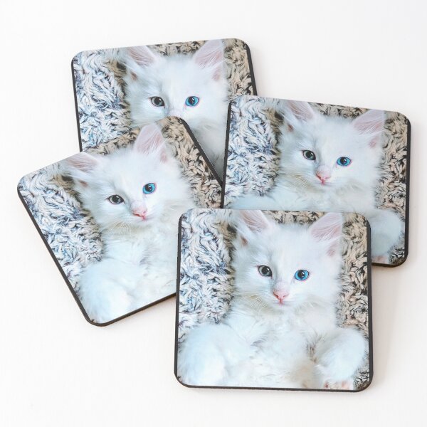 Item preview, White ragdoll Norwegian forest kitten designed and sold by Fluffycat2020.