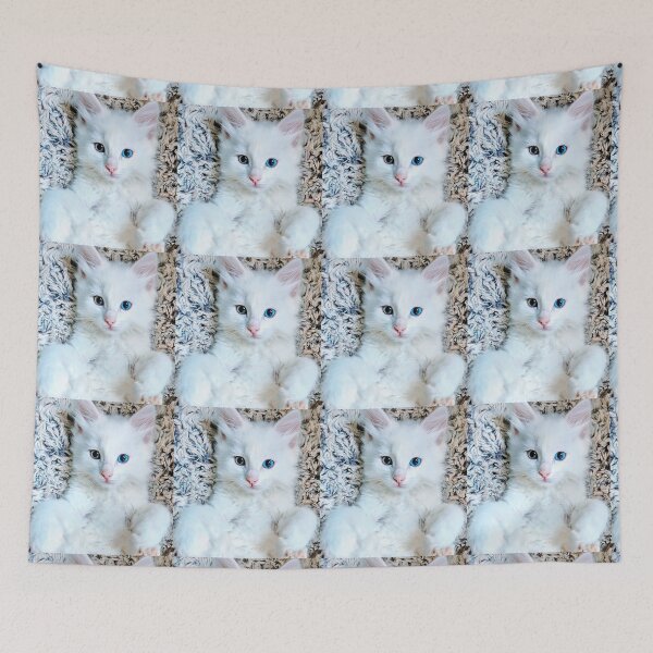 Item preview, White ragdoll Norwegian forest kitten designed and sold by Fluffycat2020.