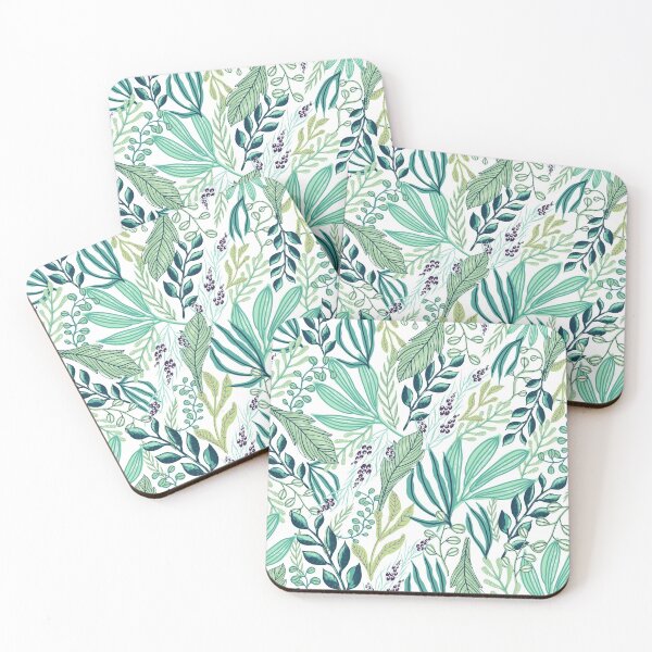 Item preview, Green blue pastel color floral pattern designed and sold by Kalite.