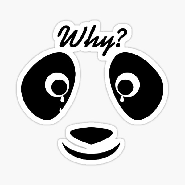 Sad face of a panda bear crying: I love panda Sticker