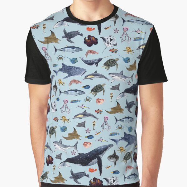 Item preview, SEA ANIMALS PATTERN (light blue) designed and sold by BEATRIZ ABAITUA.