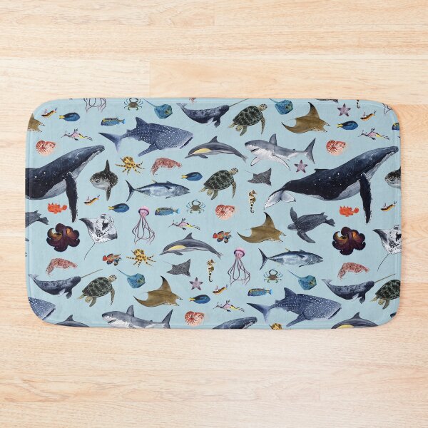 Item preview, SEA ANIMALS PATTERN (light blue) designed and sold by BEATRIZ ABAITUA.