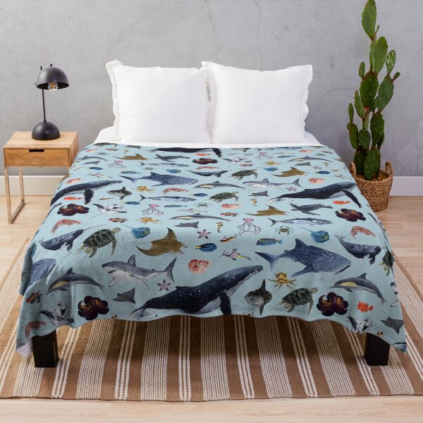 Item preview, SEA ANIMALS PATTERN (light blue) designed and sold by BEATRIZ ABAITUA.
