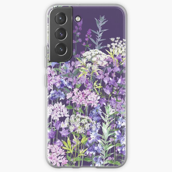 Flower Garden at Dusk - Allium Eros, Larkspur, Ammi, Cluster Lilies, Catmint Samsung Galaxy Soft Case