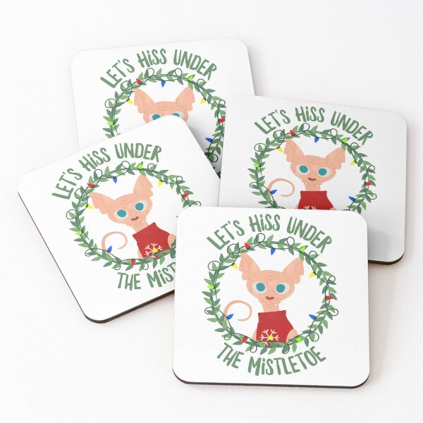 Item preview, Let's Hiss Under The Mistletoe Christmas Cat Pun designed and sold by curledup-cat.